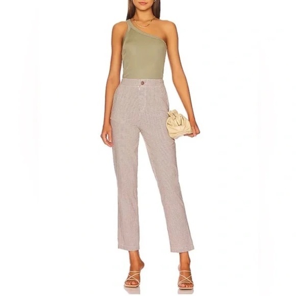 Free People Pants - FREE PEOPLE Kate Plaid Straight Leg Pant in Brown & White in Size Small